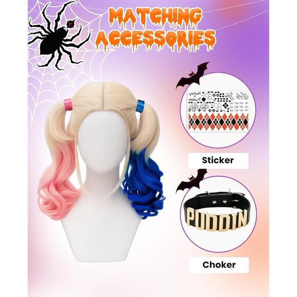 Pink Blue Curly Wig High Temp Fiber Wavy for Cosplay & Costume Use main image 4